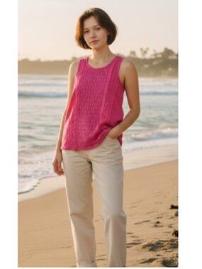 THE CHILDREN’S PLACE Pink Crochet Front Sleeveless Top Girls Size 10-12